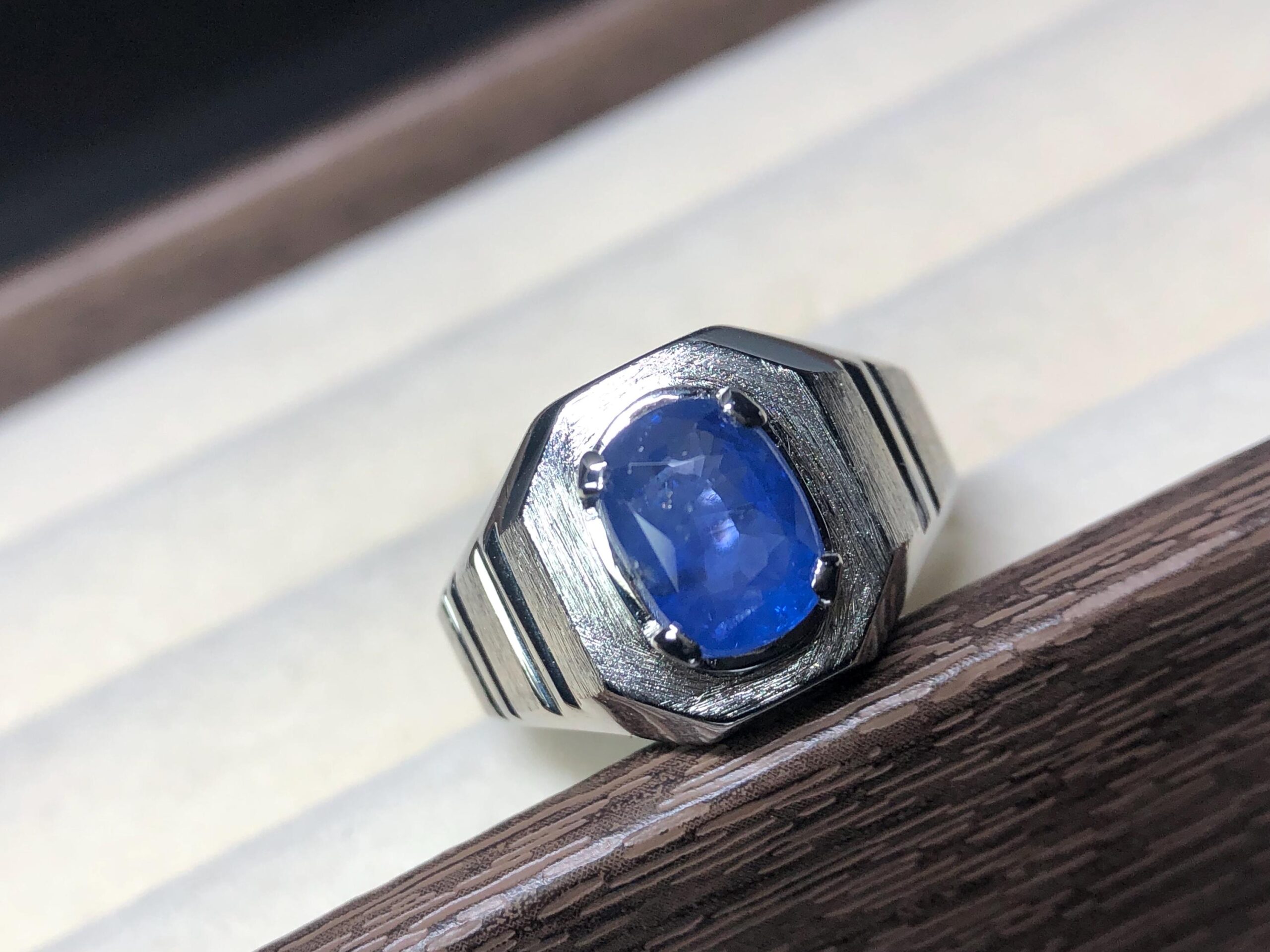 Natural Blue Sapphire Ring 2.77 Ct | Heated Ceylon Sri Lanka Sapphire | 925 Sterling Silver Men's Ring | Handmade Statement Ring - Image 4