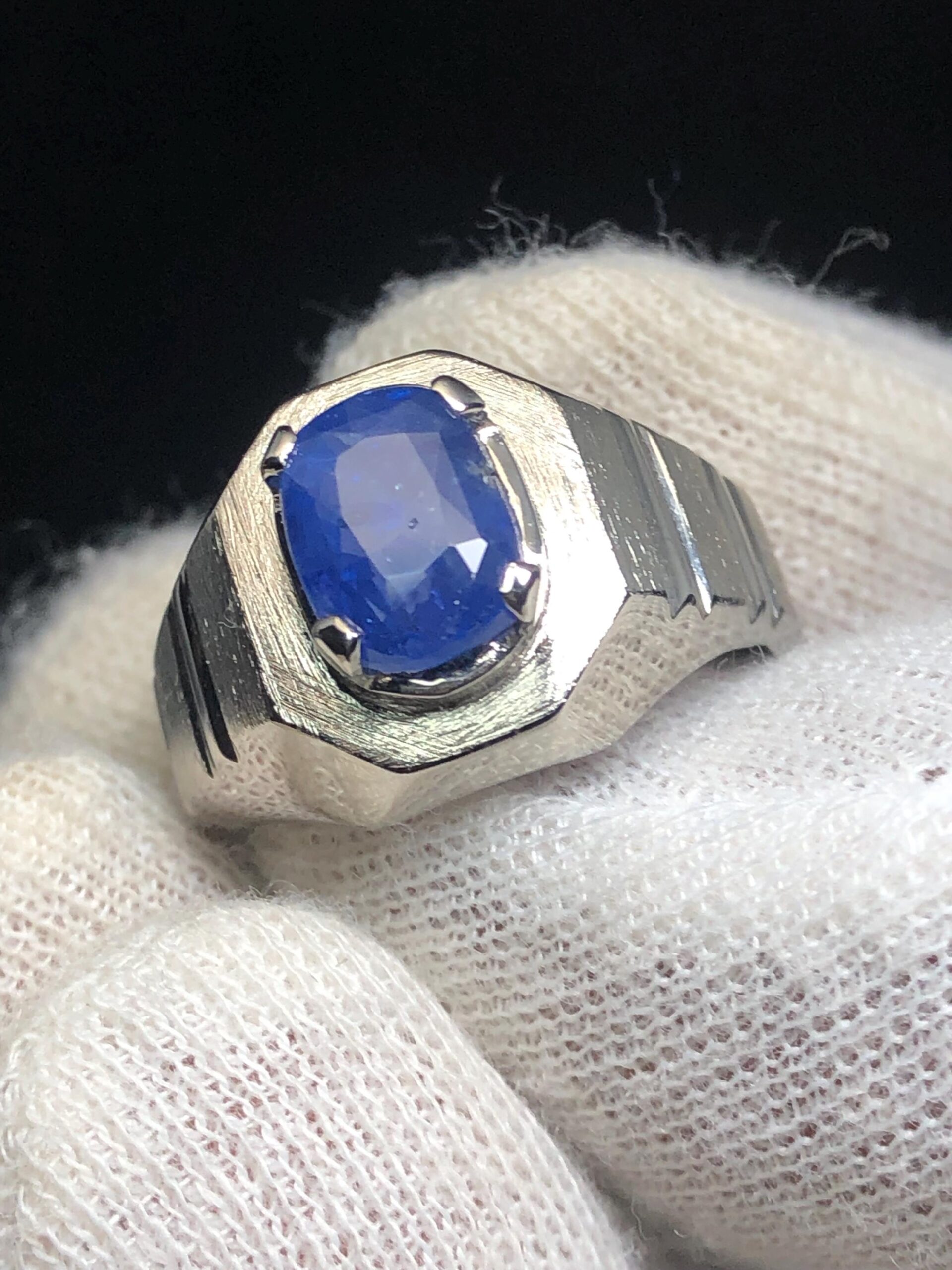 Natural Blue Sapphire Ring 2.77 Ct | Heated Ceylon Sri Lanka Sapphire | 925 Sterling Silver Men's Ring | Handmade Statement Ring