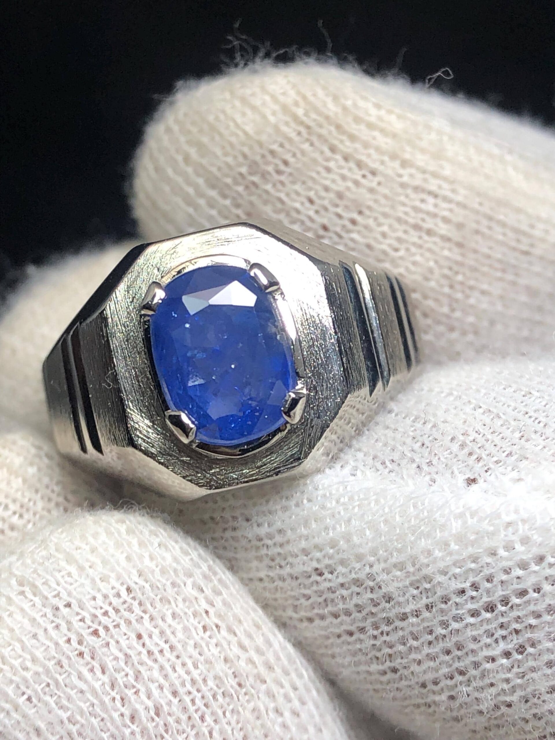 Natural Blue Sapphire Ring 2.77 Ct | Heated Ceylon Sri Lanka Sapphire | 925 Sterling Silver Men's Ring | Handmade Statement Ring - Image 6