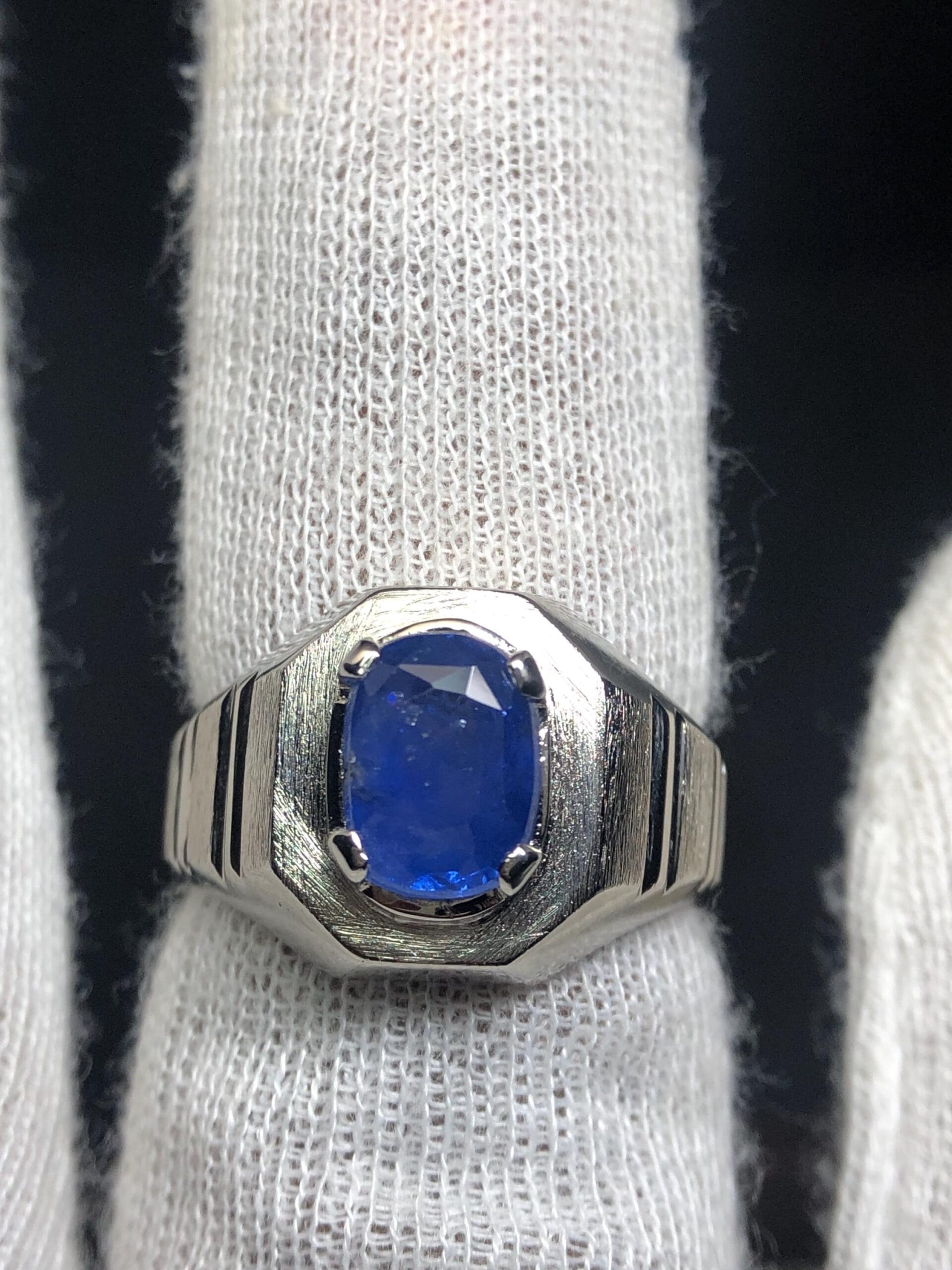 Natural Blue Sapphire Ring 2.77 Ct | Heated Ceylon Sri Lanka Sapphire | 925 Sterling Silver Men's Ring | Handmade Statement Ring - Image 5
