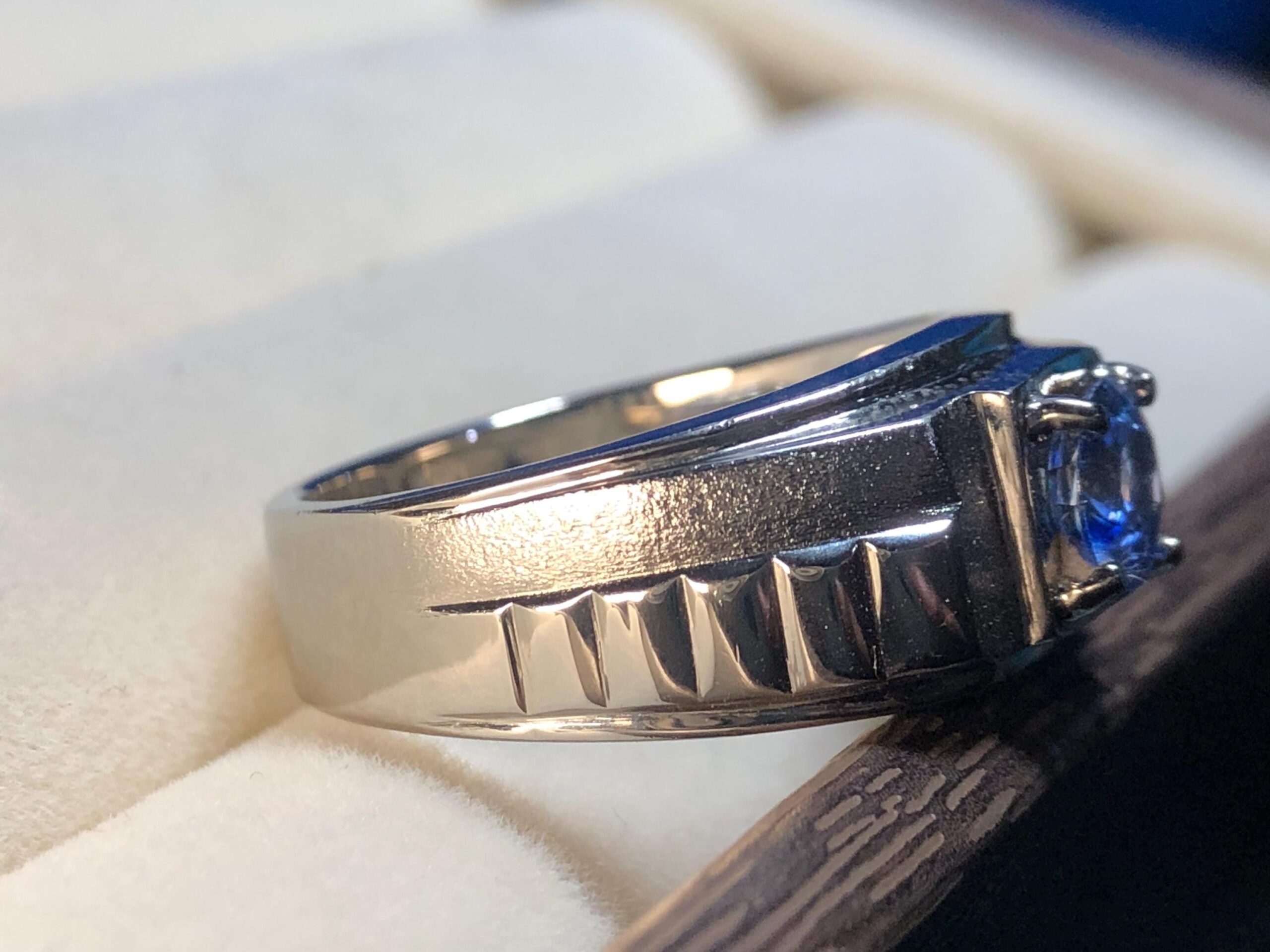 925 Sterling Silver Blue Sapphire Ring, Natural Sri Lankan Ceylon Sapphire, Round Blue Gemstone Ring, Men's Heavy Statement Ring - Image 4