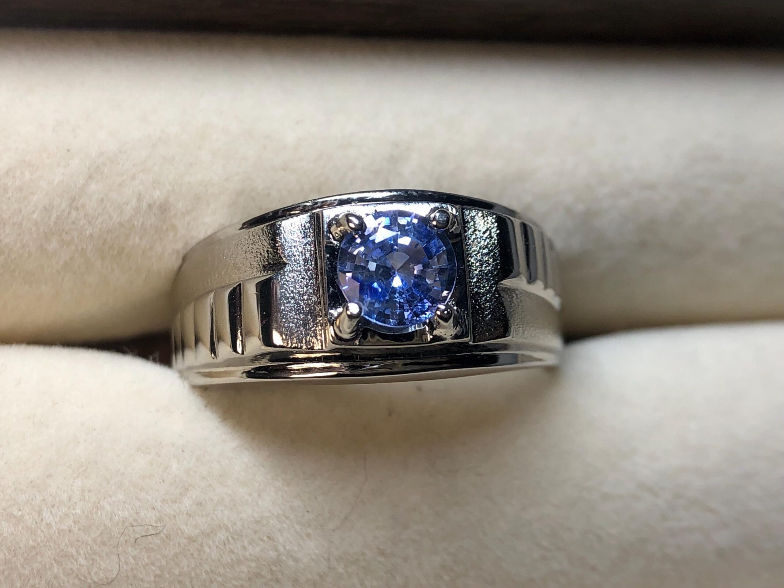925 Sterling Silver Blue Sapphire Ring, Natural Sri Lankan Ceylon Sapphire, Round Blue Gemstone Ring, Men's Heavy Statement Ring - Image 8