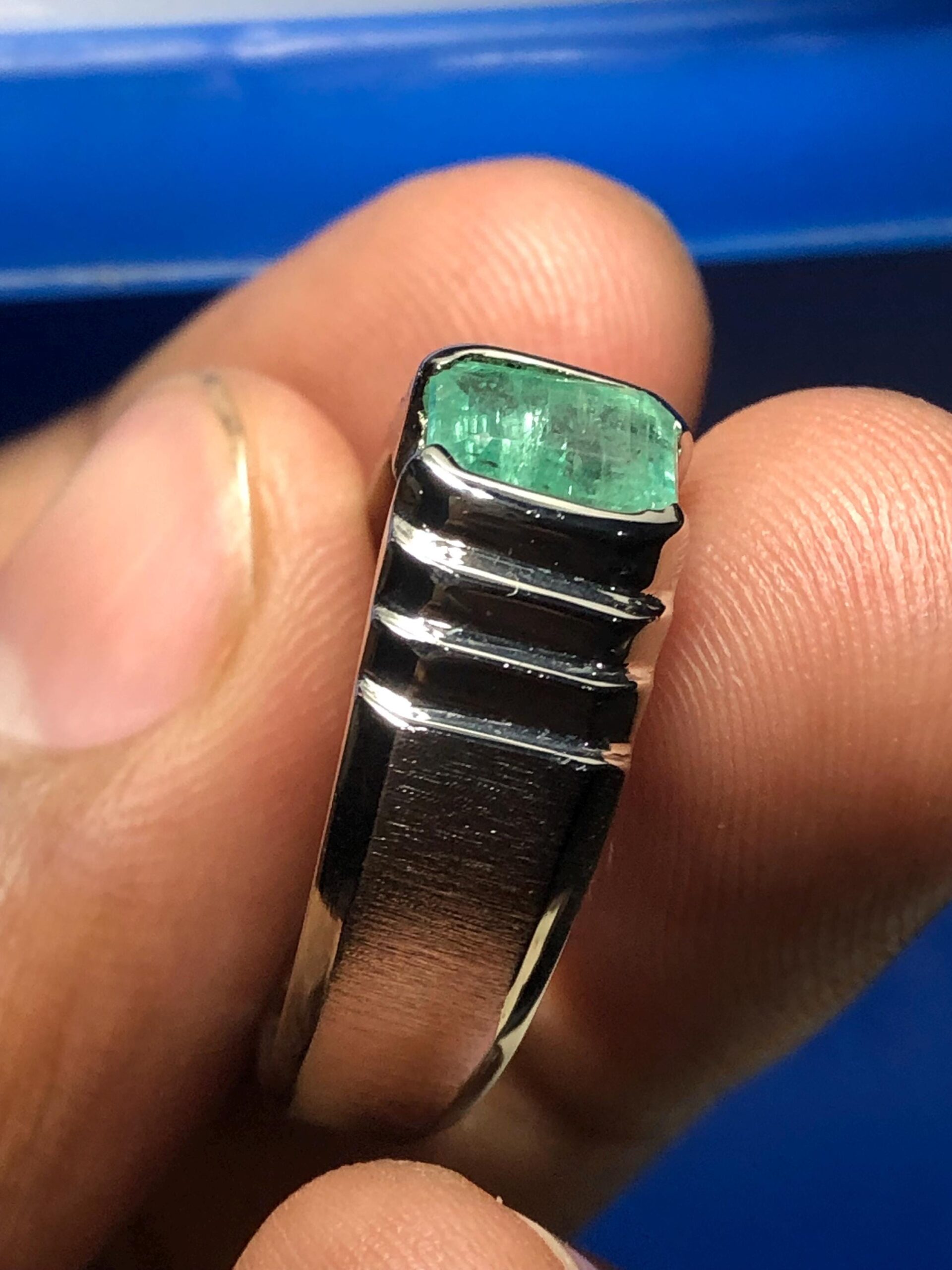 Natural Emerald Ring 1.595 Ct | No Oil Emerald Gemstone Ring | 925 Sterling Silver Ring | Green Emerald Ring | US Size 9 | Statement Ring - Image 9