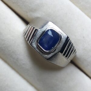 Natural Blue Sapphire Ring 1.70 Ct Sri Lankan Ceylon Sapphire Ring 925 Sterling Silver Mens Ring Heated Blue Sapphire Size 10