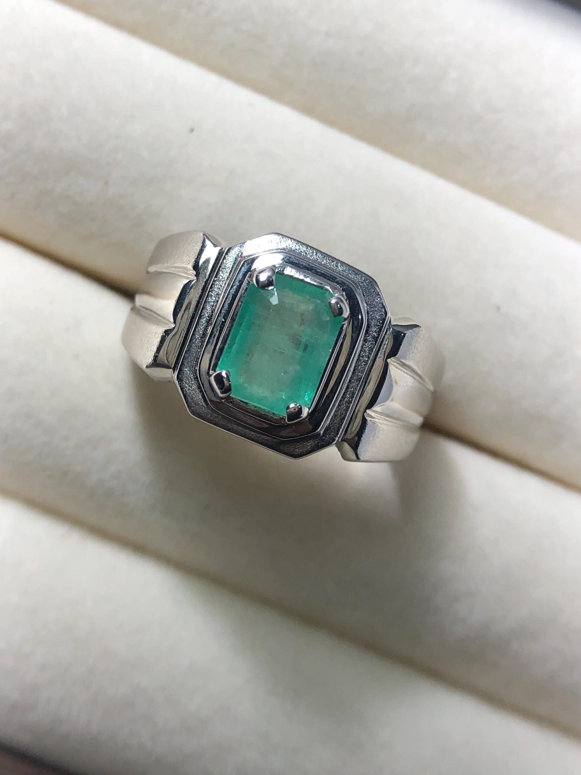 Natural Emerald Ring 2.235 Ct No Oil Emerald Ring 925 Sterling Silver Ring US Size 10.5 Men's Gemstone Ring Statement Ring - Image 4
