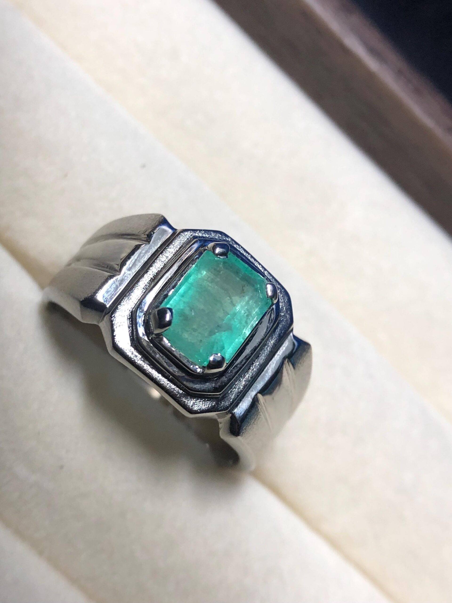 Natural Emerald Ring 2.235 Ct No Oil Emerald Ring 925 Sterling Silver Ring US Size 10.5 Men's Gemstone Ring Statement Ring - Image 8
