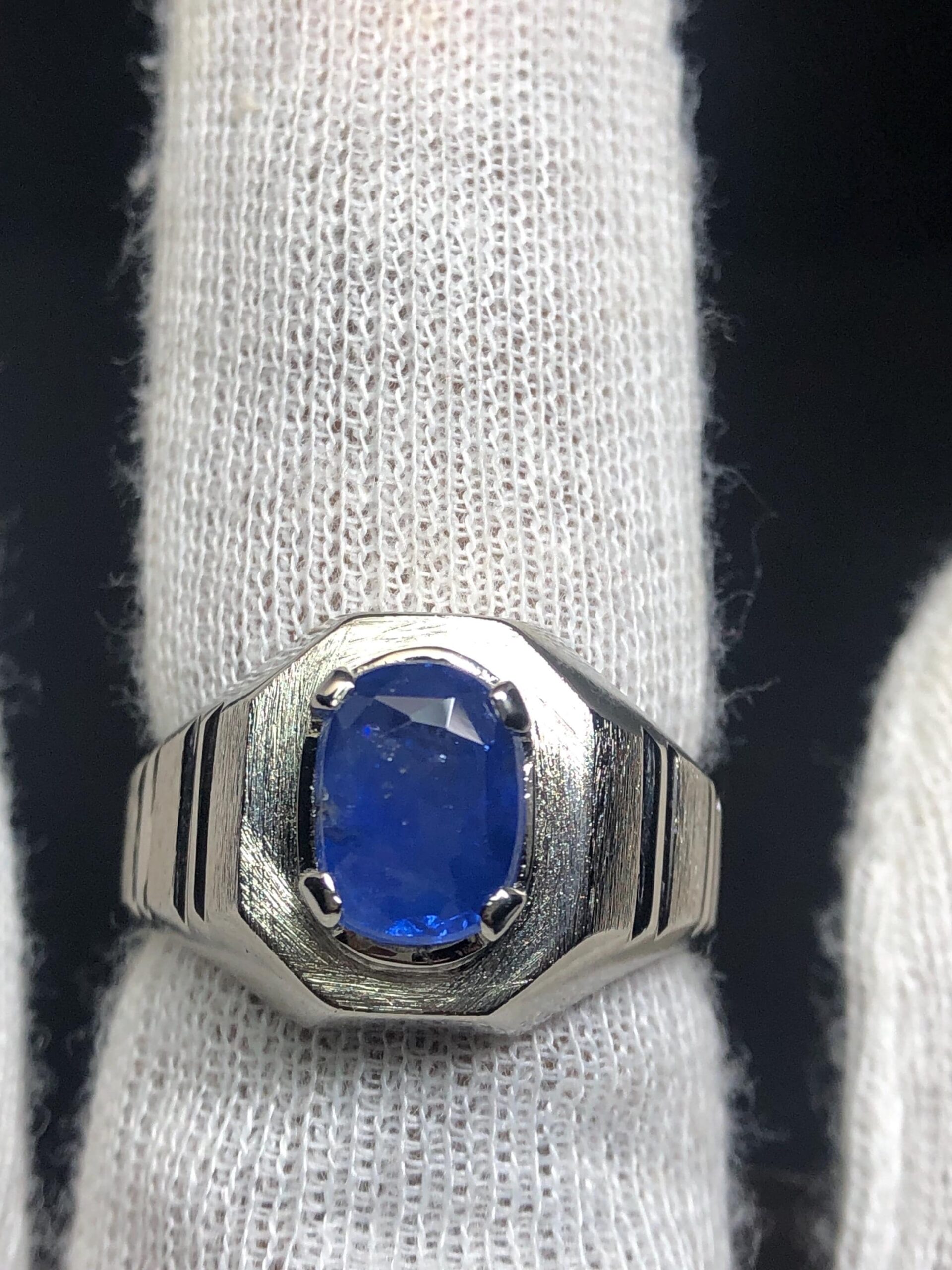 Natural Blue Sapphire Ring 2.77 Ct | Heated Ceylon Sri Lanka Sapphire | 925 Sterling Silver Men's Ring | Handmade Statement Ring - Image 7