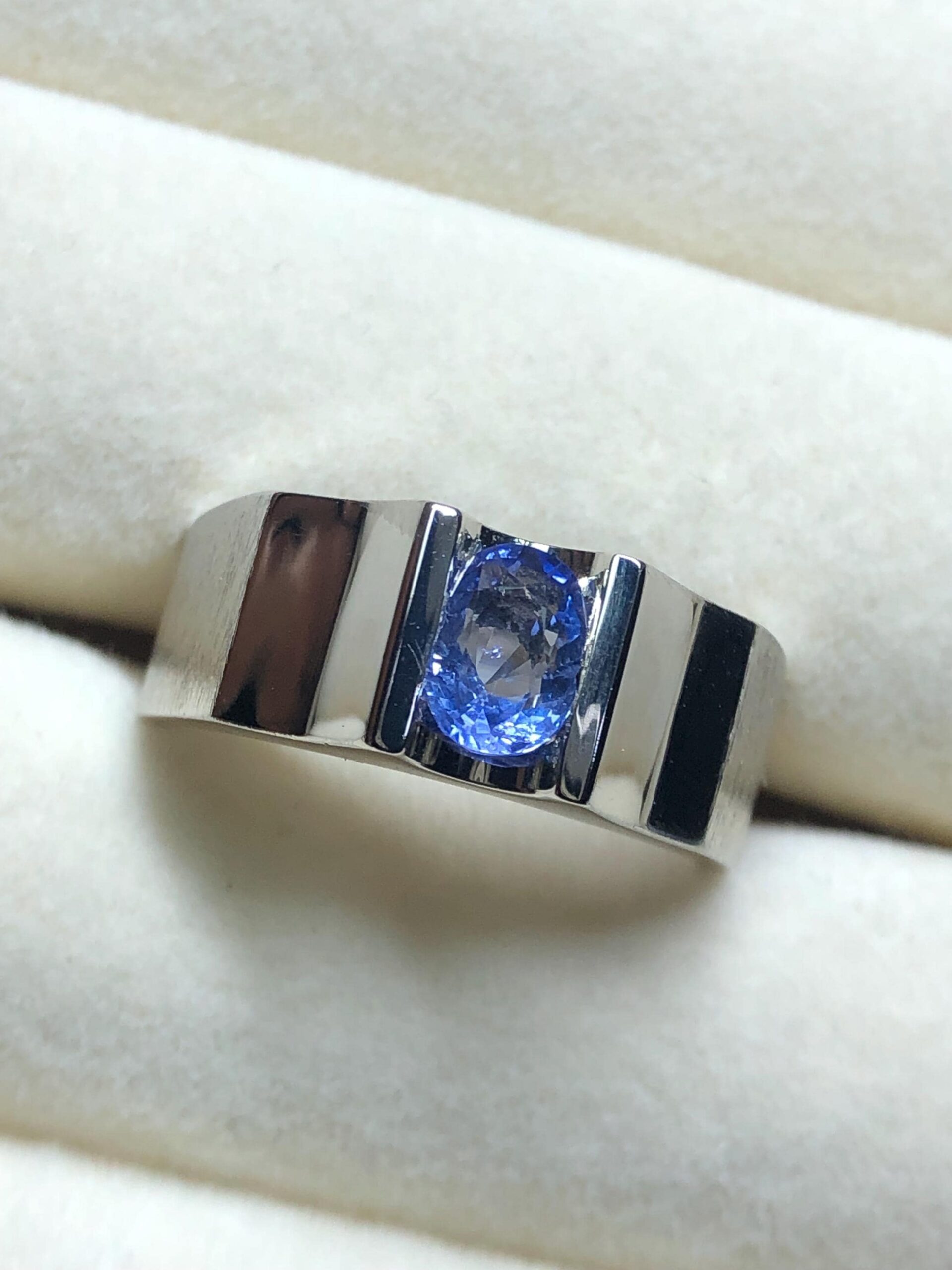 Natural Blue Ceylon Sapphire Ring, 925 Sterling Silver Men's Ring, 1.115 Ct Sri Lankan Sapphire, Modern Statement Gemstone Ring, Size 9 - Image 5