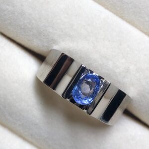 Natural Blue Ceylon Sapphire Ring, 925 Sterling Silver Men's Ring, 1.115 Ct Sri Lankan Sapphire, Modern Statement Gemstone Ring, Size 9