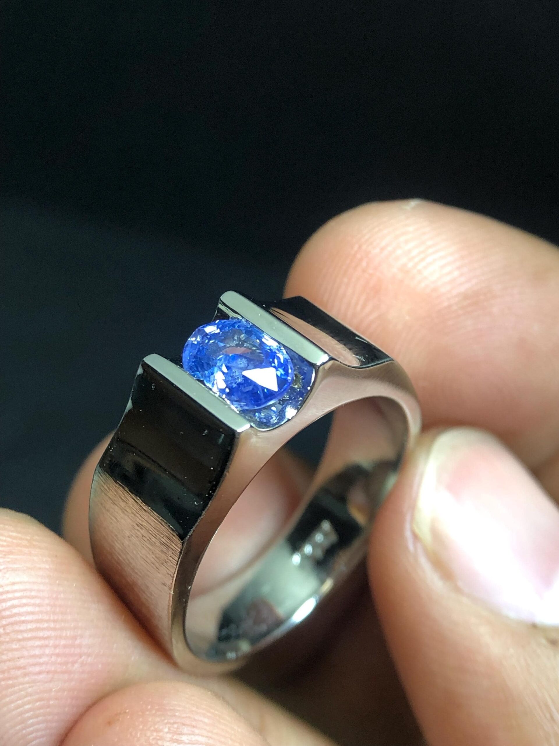 Natural Blue Ceylon Sapphire Ring, 925 Sterling Silver Men's Ring, 1.115 Ct Sri Lankan Sapphire, Modern Statement Gemstone Ring, Size 9 - Image 8