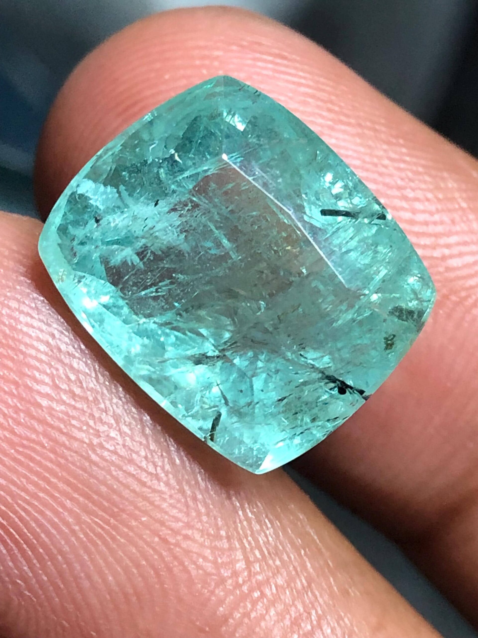 Natural Pakistani Emerald 12.24 Carat, 15.2mm Green Emerald Loose Gemstone, Pakistan Mine Emerald, Cushion Cut Gemstone for Jewelry