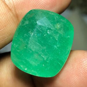 Natural Green Emerald 32.805 Ct Cushion Cut Loose Gemstone, 20.2 x 17.8 mm, Large Emerald for Custom Jewelry